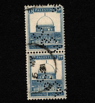 Opc 1927 Palestine 13m Sc 74 Pair Anglo Palestine Company Perfin " A.  P.  O.  " 36857