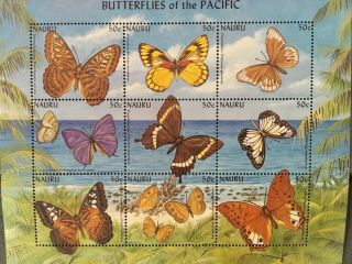 2002 Nauru Butterflies Of The Pacific Sheetlet Fine
