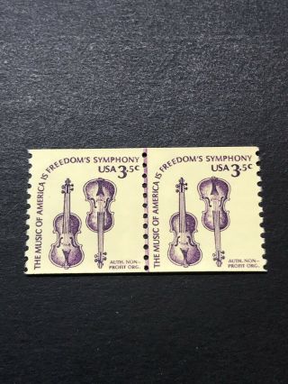 Scott 1813 - 1980 - 81 Regular Issue - 3.  5 Cents Violins Coil Pair Mnh