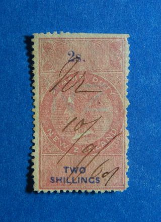 1867 2s Zealand Stamp Duty Revenue Barefoot 95 Die I Perf 12.  5 Cs33154