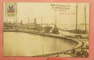 1918 DOMINICAN REPUBLIC RPPC TO INDIA WWI CENSORED 2