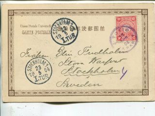 Japan Picture Post Card To Sweden 1904
