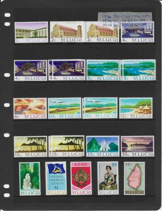 St Lucia 1970,  1974,  1975 Definitives Unmounted