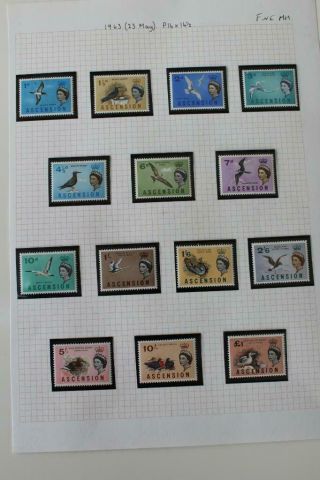 Ascension 1963 Sg70 - 83 Qeii Birds Full Thematic Set To £1 Fine Cat £60