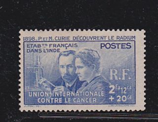 Fr.  India 1938 Set,  Curie Issue,  Mnh Sc B6 K390