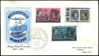 Turks & Caicos Islands 1967 Postage Stamp Centenary Fdc First Day Cover C47044