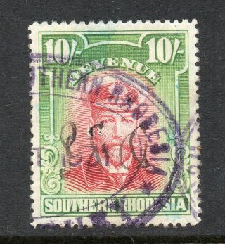 1924 Southern Rhodesia Bft:3 10/ - Green & Red Large Admiral Revenue.