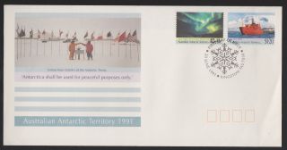 Aat 1991 Fdc 30th Anniversary Of Antarctic Treaty & Voyage Of Aurora Australis
