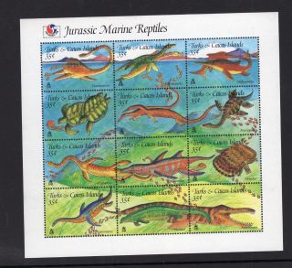 Turks And Caicos 1995 Jurassic Marine Reptiles Sheet Sg 1296 - 1307 Mnh