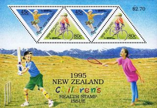 Zealand 1995 Health S/s Mnh Children Games,  Tennis,  Cycling,  Cricket