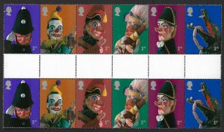 Gb 2001 Punch And Judy Show Puppets U/m Mnh 1st Class Stamps Plain Gutter Pairs