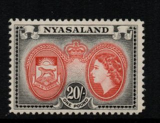 Nyasaland 1953/54 20/ - Red & Black Qe2 - Sg 187 - Mounted