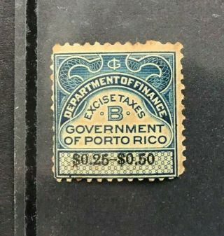 Puerto Rico Ca1900 Dpt Of Finance Excise Tax Stamp B,  Font Size Variety 25 - 50cts