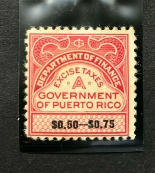 Puerto Rico Ca1900 Dpt Of Finance Excise Tax Stamp A,  Font Size Variety 50 - 75cts