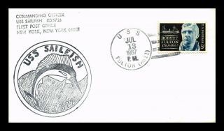 Dr Jim Stamps Us Naval Submarine Uss Sailfish Uss Fulton Fpo Cover 1967