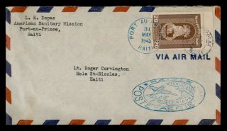 Dr Who 1943 Haiti Port Au Prince Airmail To St Nicolas Mission Corner E46739