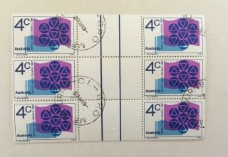 Australia Stamp,  5 Block Of Mint&Used With 4c,  7c,  10c 4