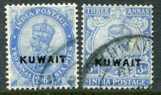 Kuwait Kgv 1923 - 24 Opt.  On India 2a6p & 3a Sg 5 & 7 (cat.  £13)