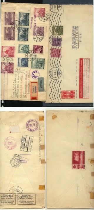 Bohemia Moravia 2 Large Airmail Covers To Us Ms0501