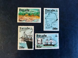 Tuvalu 1977 Mnh London Expeditions Charles Darwin Beagle Porpoise Coral Reefs