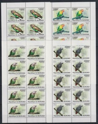 U280.  10x Burundi - Mnh - Animals - Birds - Parrots - 2011