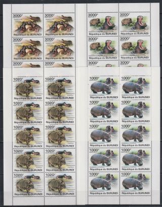 U280.  10x Burundi - Mnh - Animals - Hippopotamus - 2011