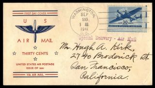 Mayfairstamps Us Fdc 1941 30 Cents Air Mail Us Air Postage Special Delivery Firs