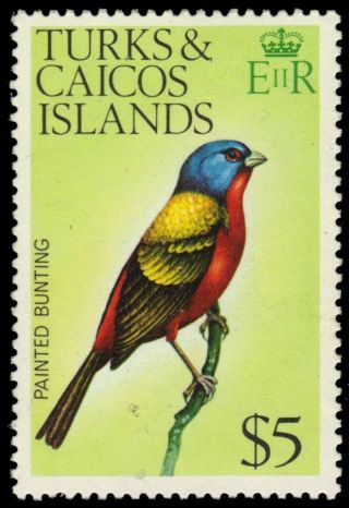 Turks And Caicos 279a - Painted Bunting " 1976 Printing " (pa94187)