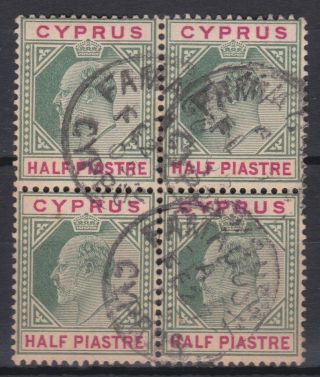 Cyprus British Commonwealth 1903 1/2 Piastre Block Stamp Famagusta Cds