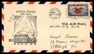 Mayfairstamps Us Flight 1938 Nevada Boulder City To Pa Cover Wwb_78763