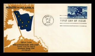 Us Cover Alaska Statehood Air Mail Fdc Scott C53 Gastineau Stamp Club Juneau