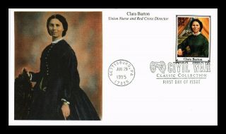 Us Cover Clara Barton Union Nurse Red Cross Director Civil War Fdc