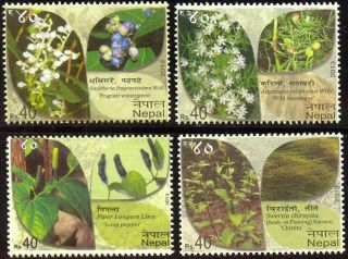 098.  Nepal 2013 Set/4 Stamp Medicinal Plants.  Mnh