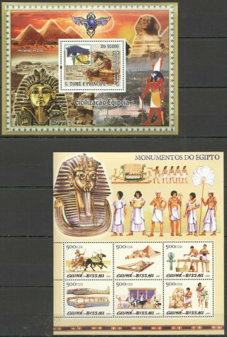Z910 2005 Guinea - Bissau Art Egyptic Civilization Culture Bl,  Kb Mnh