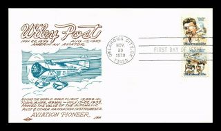 Dr Jim Stamps Us Wiley Post Air Mail Nova Combo Fdc Cover Scott C96a