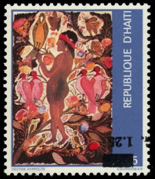 Haiti 738v - " Woman With Birds And Flowers " Inverted Surcharge Error (pa91669)