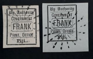 Rare C.  1880s Fiji Government Office Frank Stamps