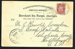 Norway Panorama View of Lardalsoren Postcard to USA,  Cancel,  Cover 1903 2