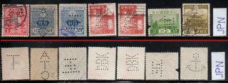 Japan - Nipon - Firmenlochungen - Stamps Perfin 7 Pcs (jpn)