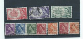 Australia Stamps.  1953 Qeii Coronation Set Plus Definitives Set.  (g221)
