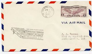 Us 1930 First Flight Cover Cam 19 Charlotte Nc To Indianapolis Indiana 19s15