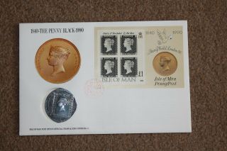 Isle Of Man 1990 Post Office Coin Cover - 150 Years Since The Penny Black