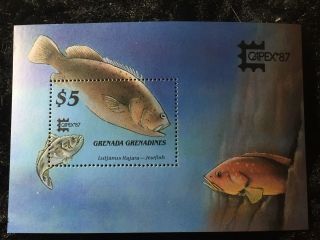 Scott 895 Grenada Grenadines Capex Souvenir Sheet Mnh Fish