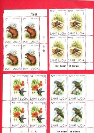 (Pgasteelers1) St.  Lucia 1981 Wildlife series of 4 Blocks Scott 538 - 541 MNH 2