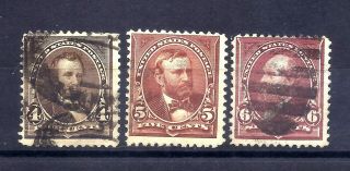 Us Stamps - 254 - 256 - - 4 - 6 Cent Small Bank Note Issues - Cv $47