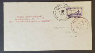 1933 Santo Domingo La Vega Moca Santiago Dominican First Flight Airmail Cover