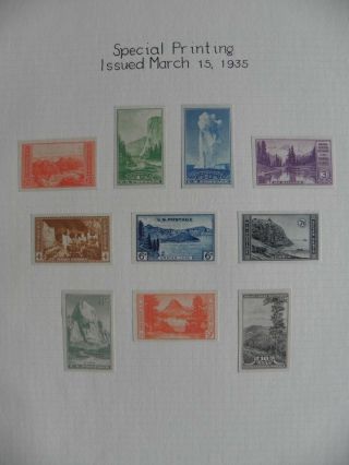 Usa Stamps - 1935 National Parks Special Printing,  Imperf,  Sg755/764,  Mm