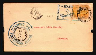 Haiti 1927 First Flight Cover To Jeremie (see Scan For) - Z17753