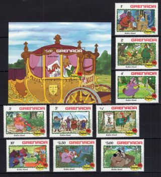 Grenada - Disney - Robin Hood On Postage Stamps Pef.  Mnh B304