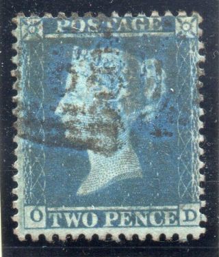 Two - Pence Blue; S.  G.  34,  Plate Five,  Lettered,  O.  D.